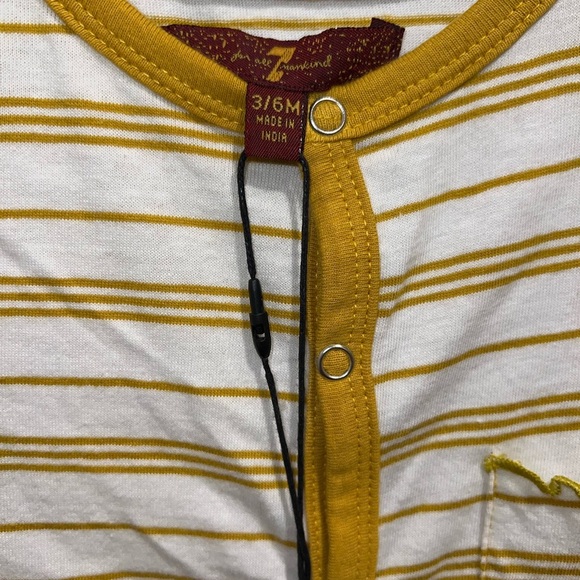 7 For All Mankind White and Yellow Striped Footie - Picture 6 of 6